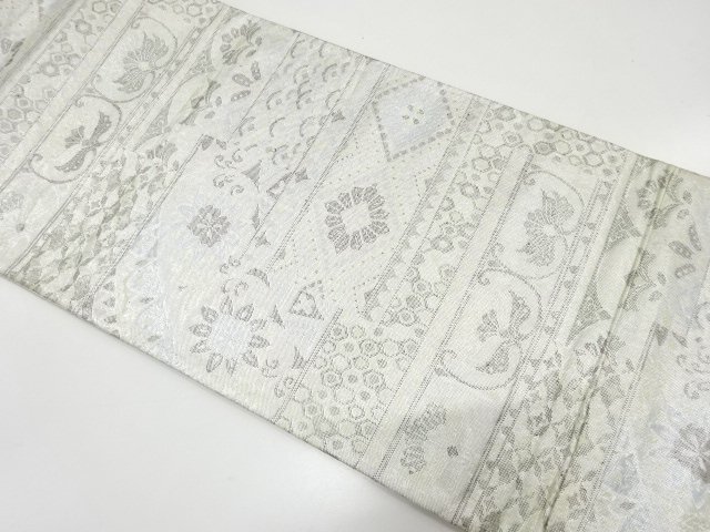 JAPANESE FUKURO OBI / UNUSED / SAGANISHIKI / WOVEN FLOWER CLASSICAL PATTERN(NON-TAILORED)